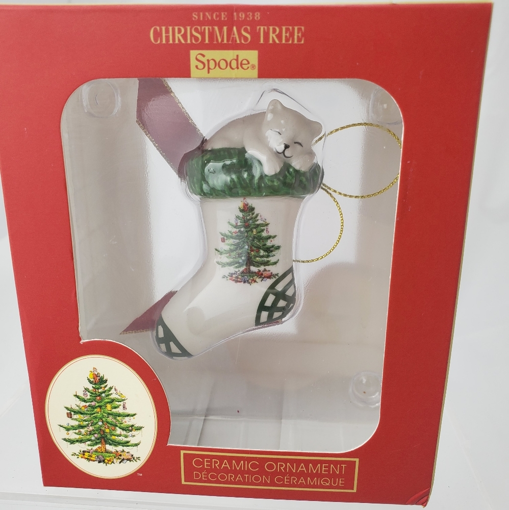 Spode Christmas Tree Ornament Kitten In Stocking